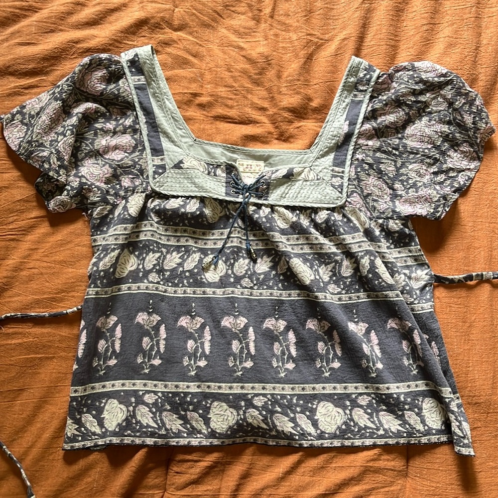 Free People boho floral crop top
